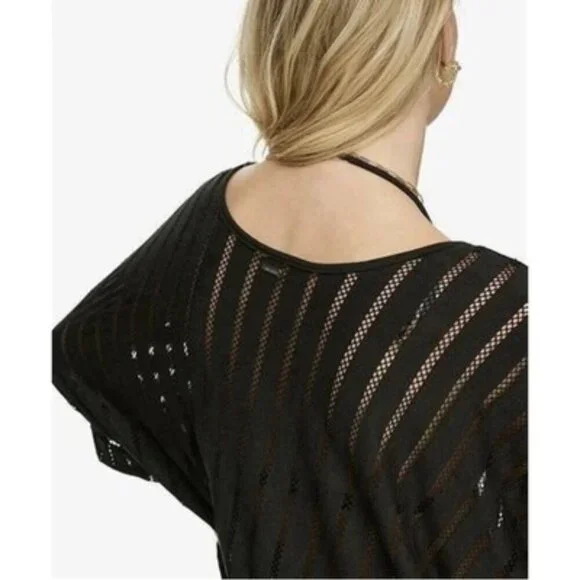 Calvin Klein Black Striped Maxi Caftan Cover-up One Size NWT - Picture 3 of 5